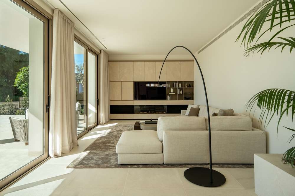 Open living room looking towards the Mediterranean garden